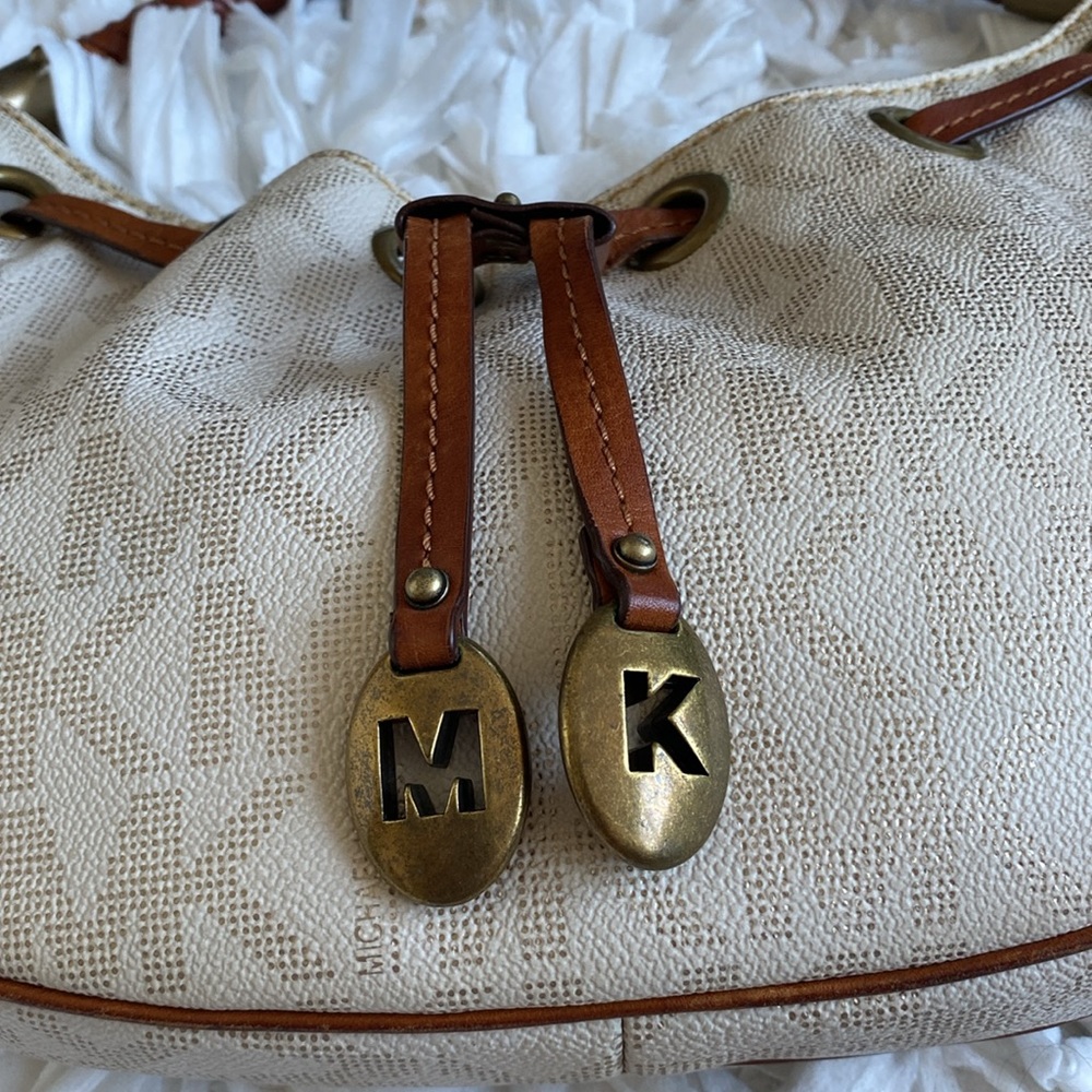 Michael Kors Brown Braided Handle Hobo Style Bohemian Shoulder Bag - Picture 10 of 13
